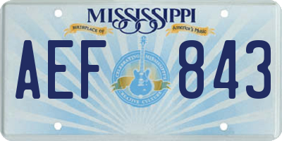 MS license plate AEF843
