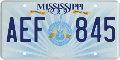 MS license plate AEF845