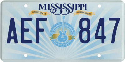 MS license plate AEF847