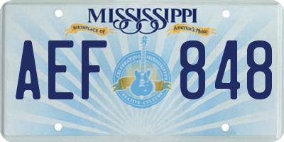 MS license plate AEF848