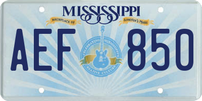 MS license plate AEF850