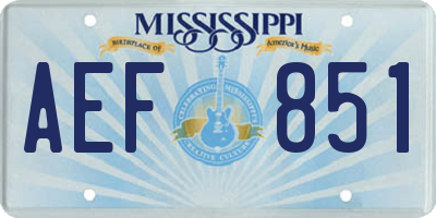 MS license plate AEF851