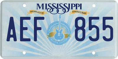 MS license plate AEF855