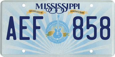 MS license plate AEF858