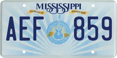 MS license plate AEF859