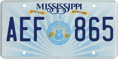 MS license plate AEF865
