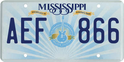 MS license plate AEF866