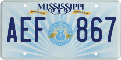 MS license plate AEF867