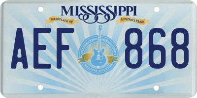 MS license plate AEF868