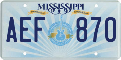 MS license plate AEF870