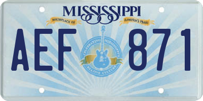 MS license plate AEF871