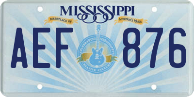 MS license plate AEF876