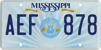 MS license plate AEF878
