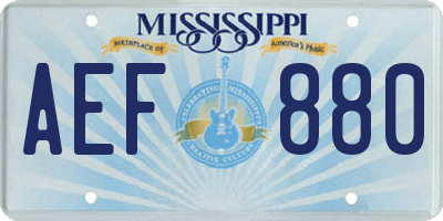 MS license plate AEF880