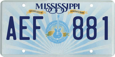 MS license plate AEF881