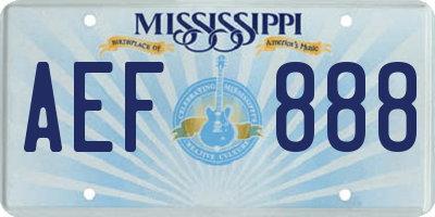 MS license plate AEF888