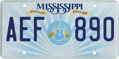MS license plate AEF890
