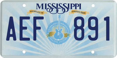 MS license plate AEF891