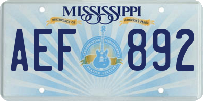 MS license plate AEF892