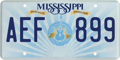 MS license plate AEF899