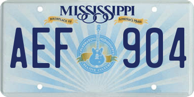 MS license plate AEF904