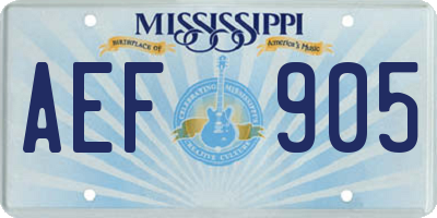 MS license plate AEF905