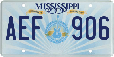 MS license plate AEF906