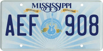 MS license plate AEF908