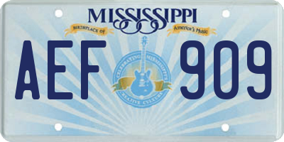 MS license plate AEF909