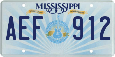 MS license plate AEF912