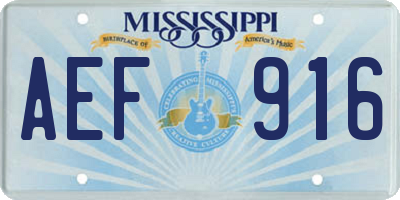 MS license plate AEF916