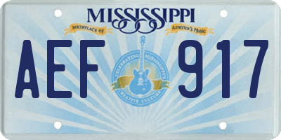 MS license plate AEF917