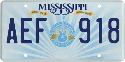 MS license plate AEF918