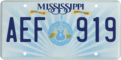 MS license plate AEF919