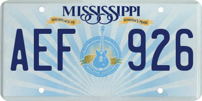 MS license plate AEF926