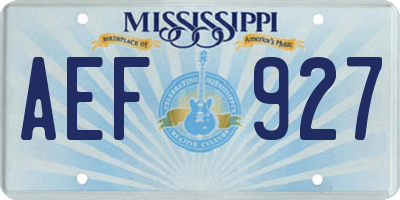 MS license plate AEF927