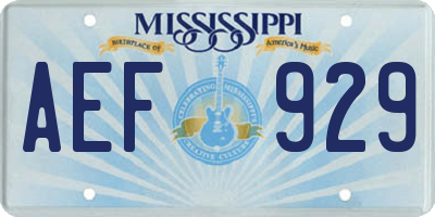 MS license plate AEF929