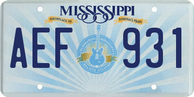 MS license plate AEF931