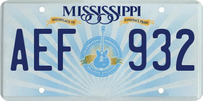 MS license plate AEF932