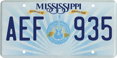 MS license plate AEF935