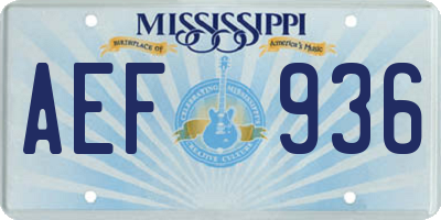 MS license plate AEF936
