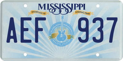 MS license plate AEF937