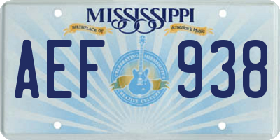 MS license plate AEF938
