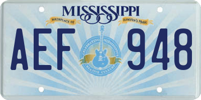 MS license plate AEF948