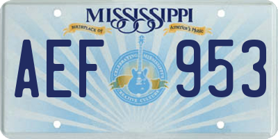 MS license plate AEF953