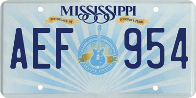 MS license plate AEF954