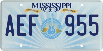 MS license plate AEF955