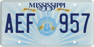 MS license plate AEF957