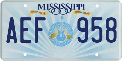 MS license plate AEF958