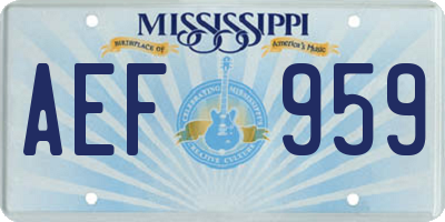 MS license plate AEF959